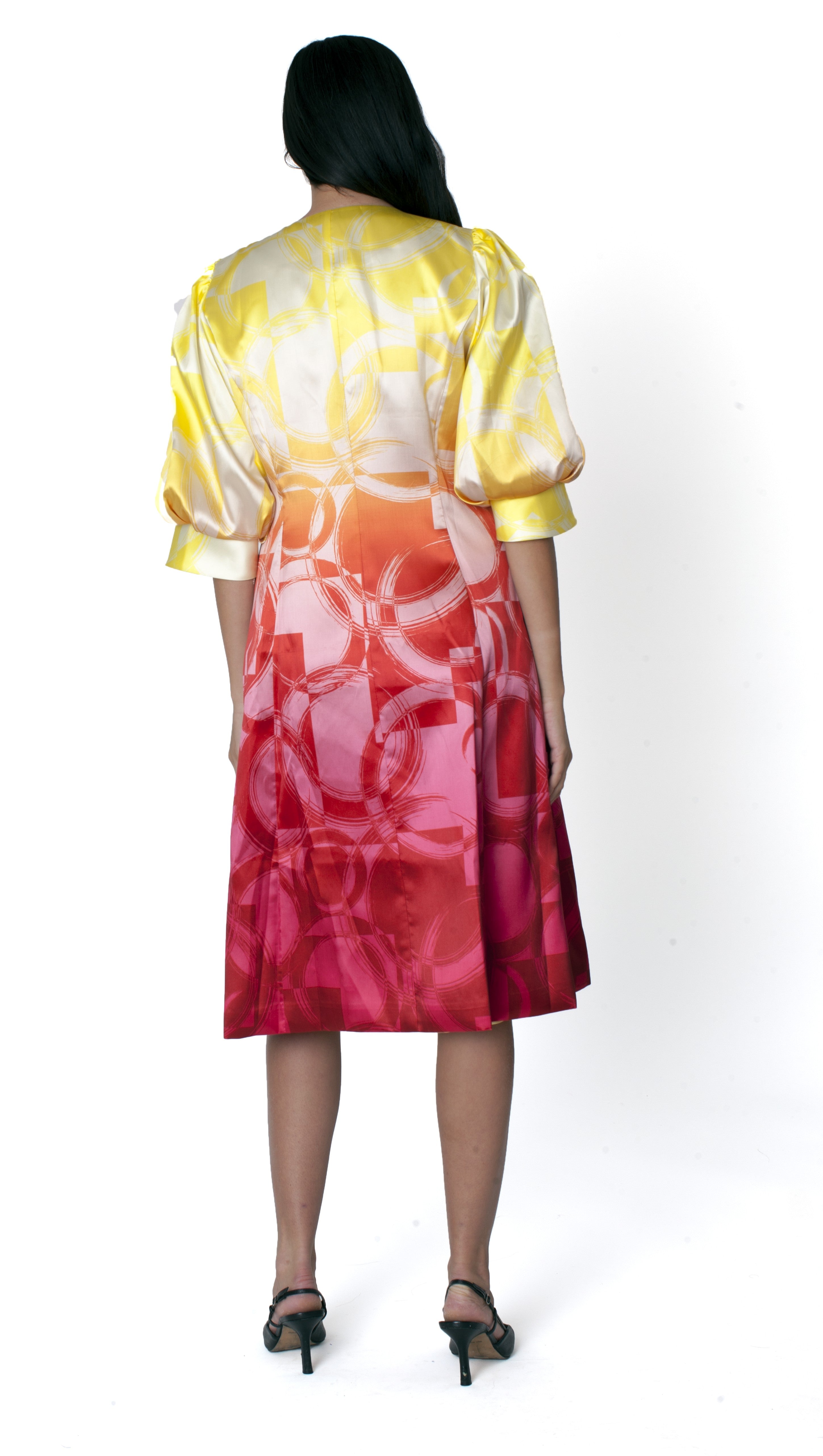 Ombre Abstract Print Jacket Dress Set - 41090