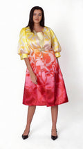 Ombre Abstract Print Jacket Dress Set - 41090