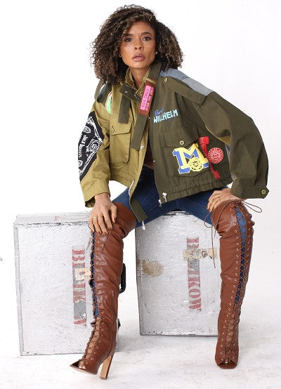Patchwork Utility Woven Jacket - 81804