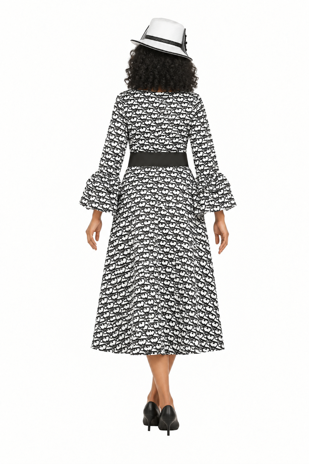 A-line Prt Dress in Silky Twill w/ Belt-Plus