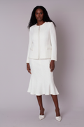 Pearl Trim Tweed Skirt Suit - Front