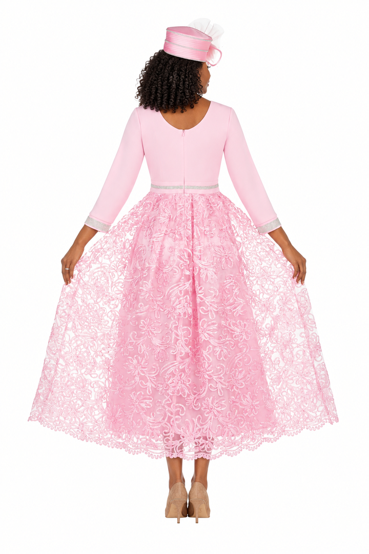 3/4 Slv Maxi Lace Overlay Drs w/ Rstnd Waist&Cuff