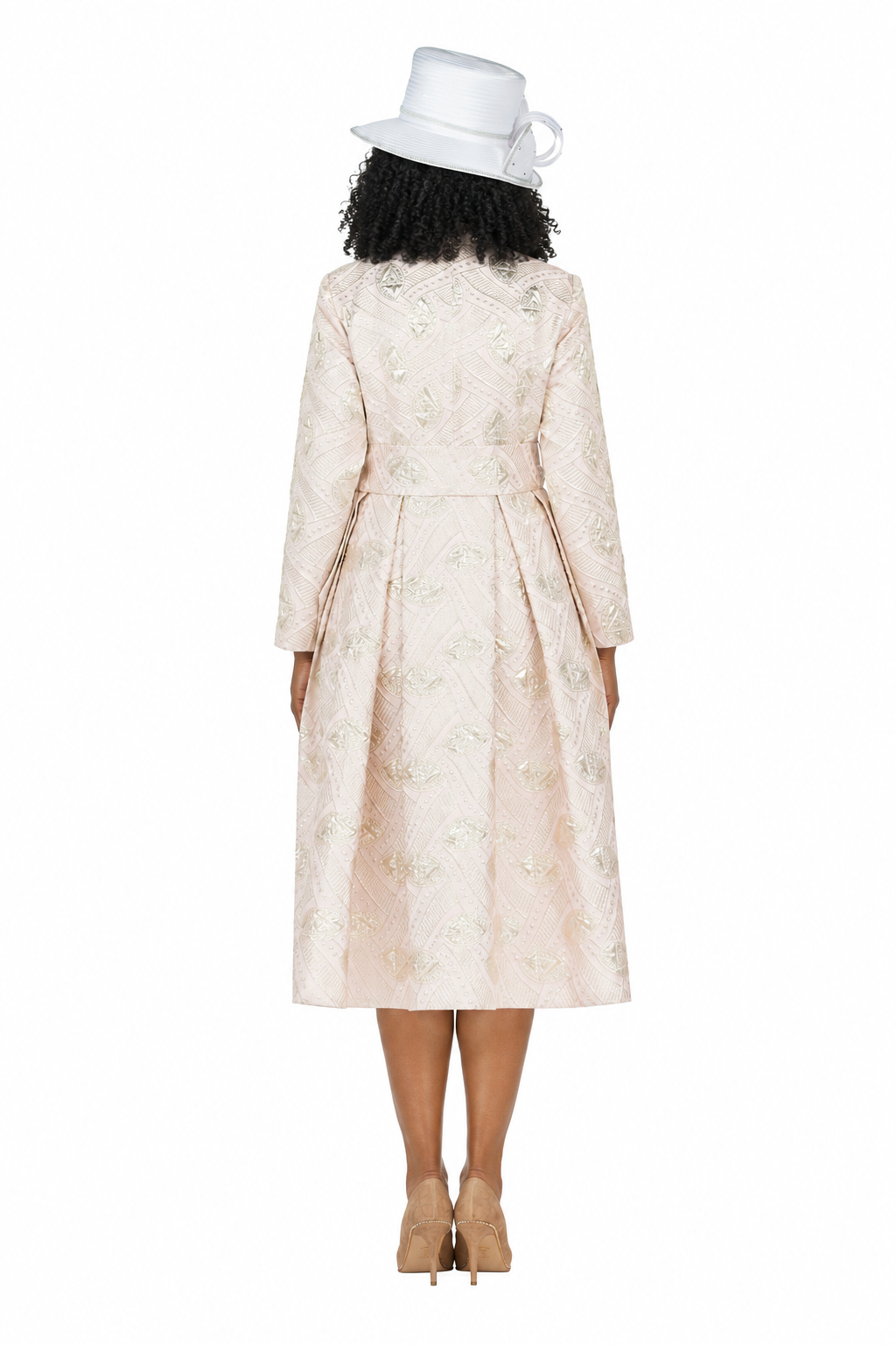 Stand Collar A-line Metallic Brcd Drs w/ Belt