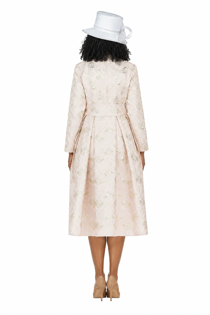 Stand Collar A-line Metallic Brcd Drs w/ Belt