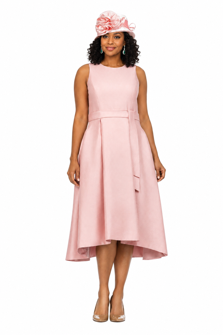 Sleeveless Full Flare Hi-Lo Drs w/ Styling Belt