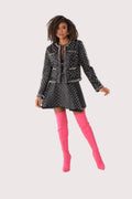 Pleather Quilted Flared Skirt with Studs- 81948