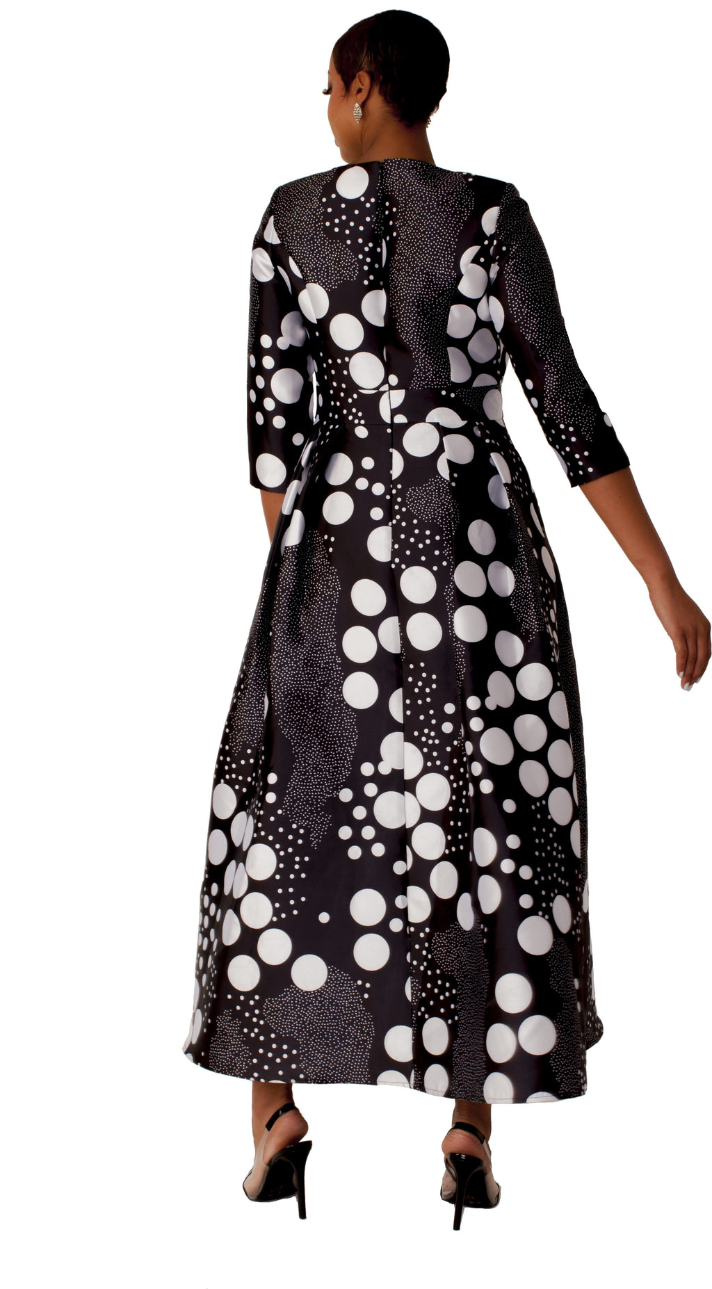 Plus Size Satin Dress with Rhinestone Brooch -4497W