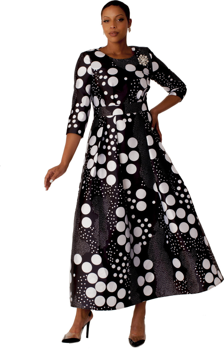 Plus Size Satin Dress with Rhinestone Brooch -4497W