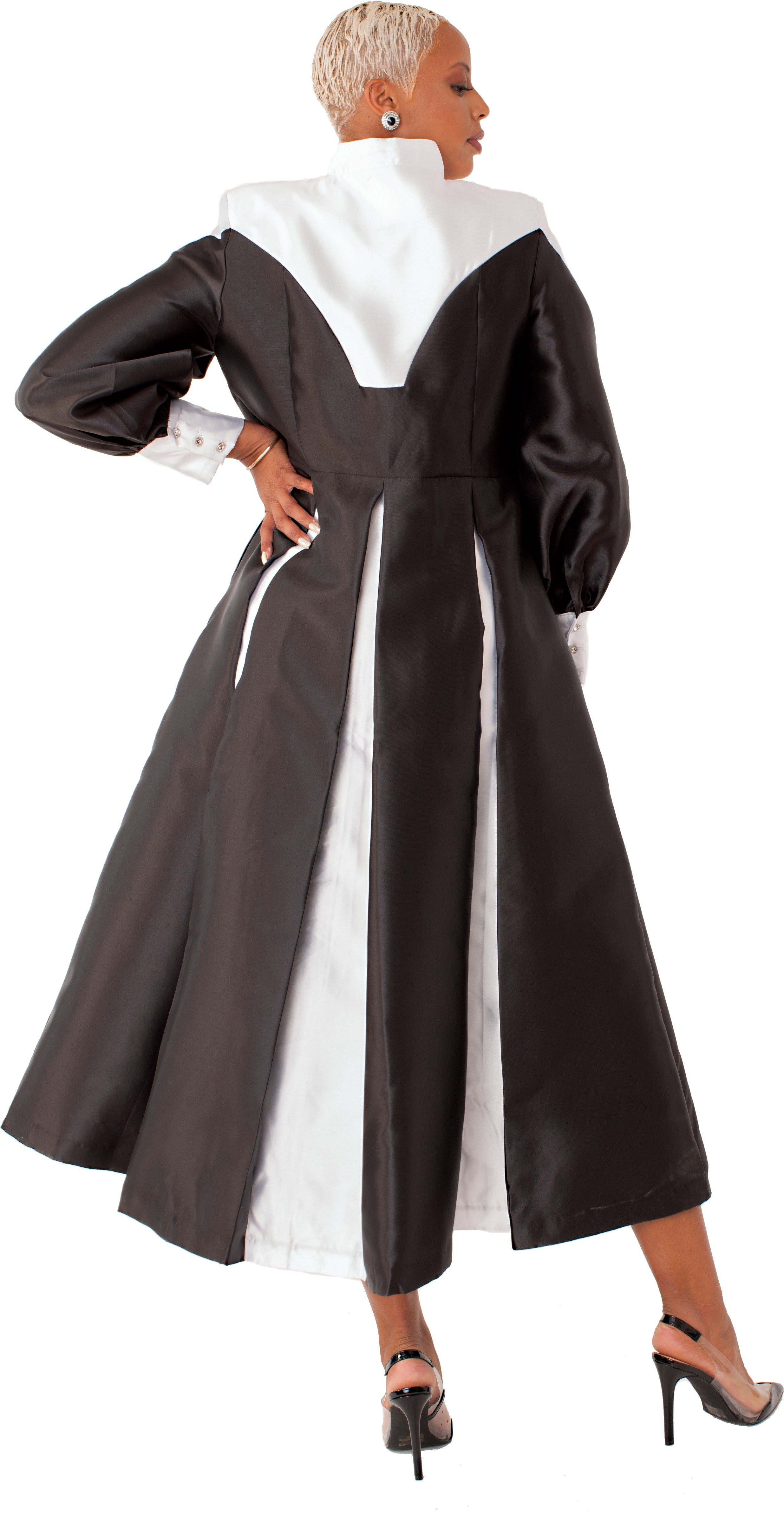 Plus Size Two-Toned Woven Cassock Robe- 4802W