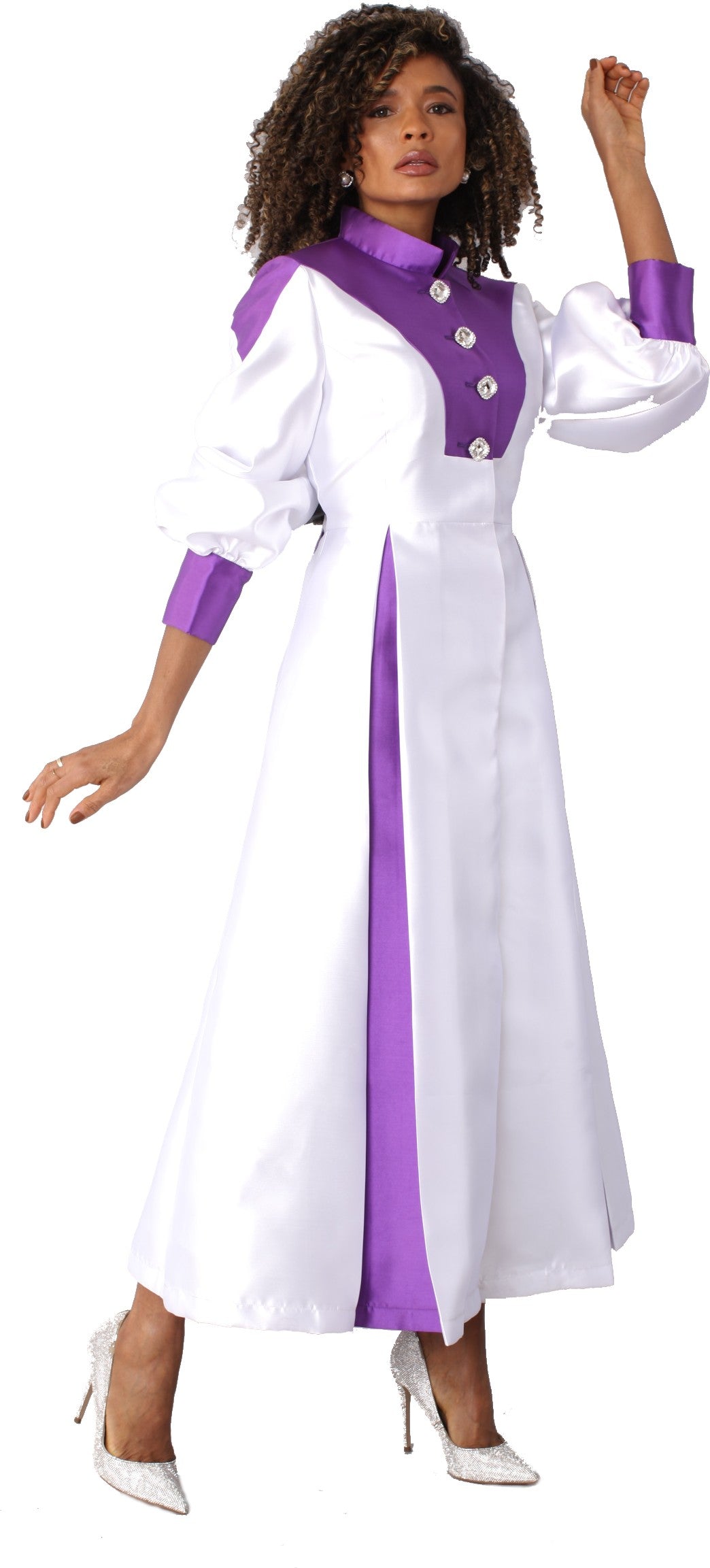Plus Size Two-Toned Woven Cassock Robe- 4802W