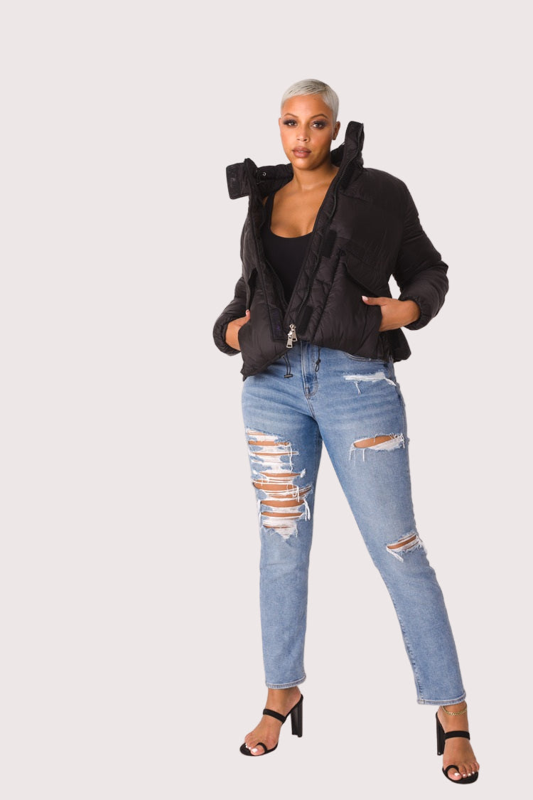 Plush Puffer Jacket - 81876