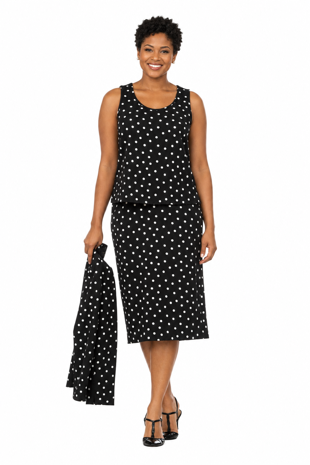 3pc Round Neck Clean Lines Detailed Skirt Suit