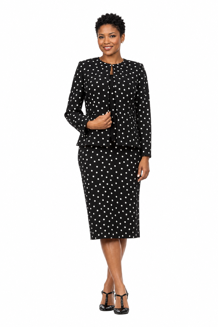 3pc Round Neck Clean Lines Detailed Skirt Suit