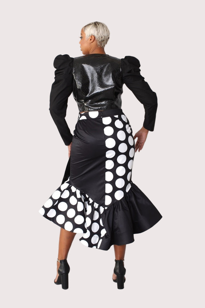 Printed High Low Skirt -81786