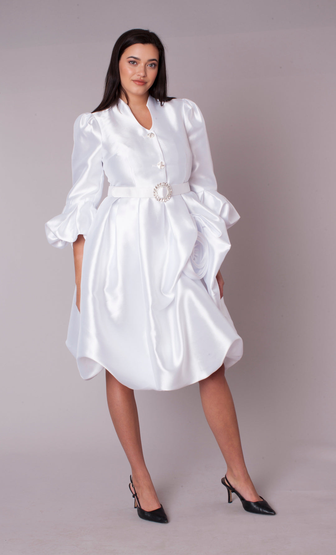 Puff Sleeve Fit & Flare Occasion Dress - 9845