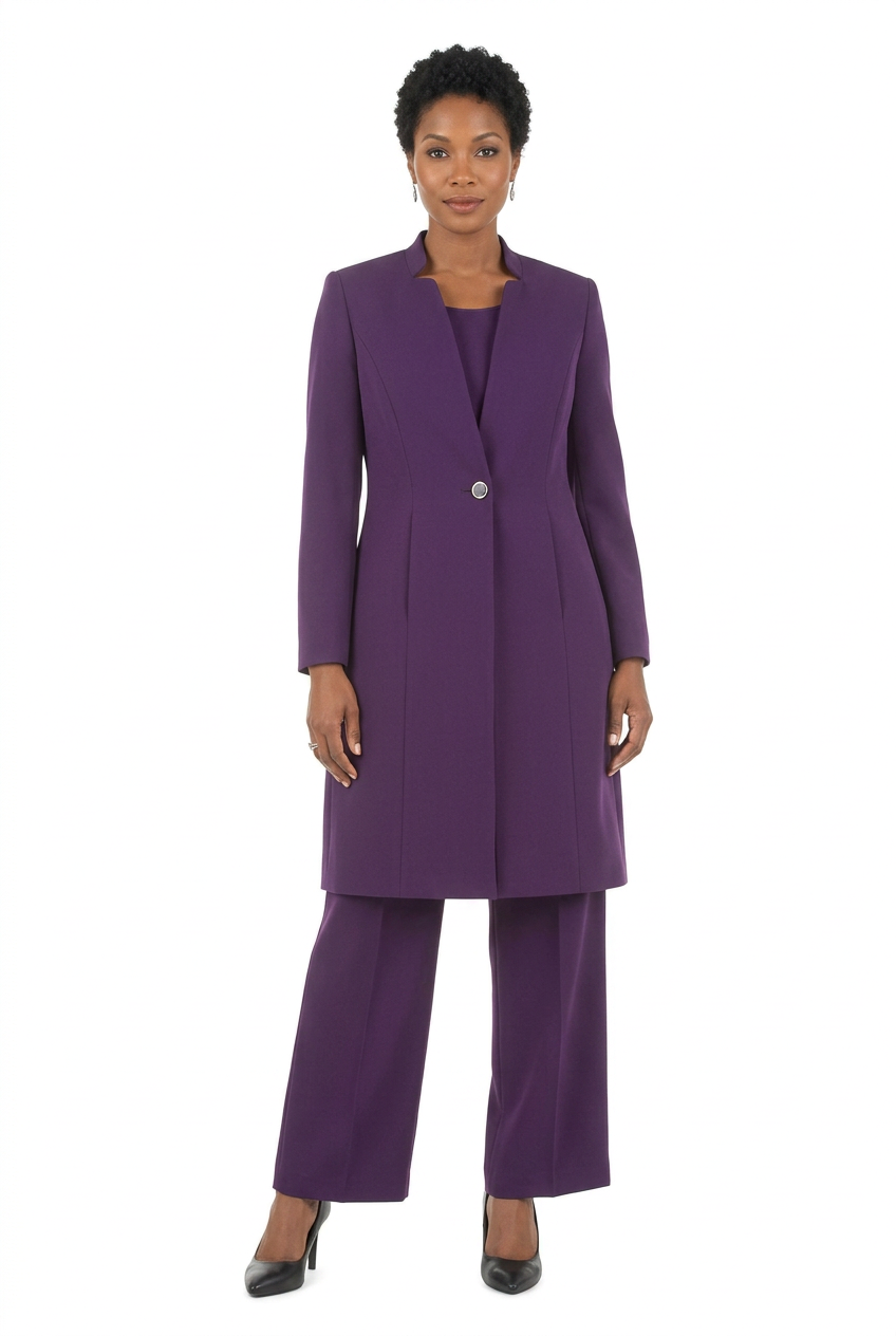 3pc Long Jkt+Cami+Pants Suit-Plus
