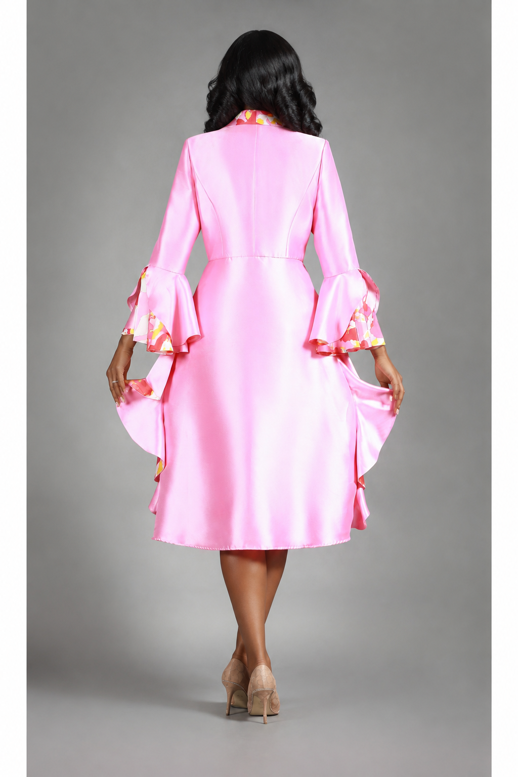 2pc Silky Twl Dress+Peplum Uneven Sweep Jkt Set
