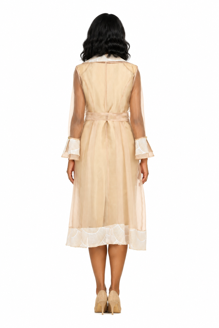 2pc Sequined Sheath Dress w/ Sheer Organza Jkt