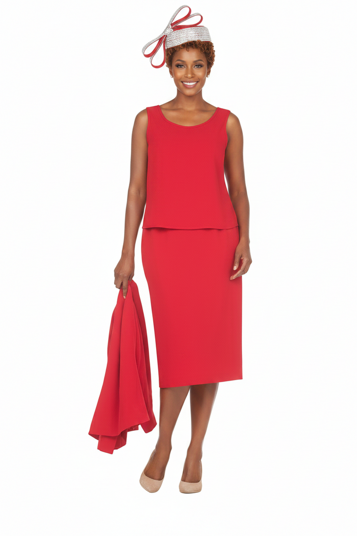 Timeless 3pc Skirt Suit with Jewel Brooch-Plus
