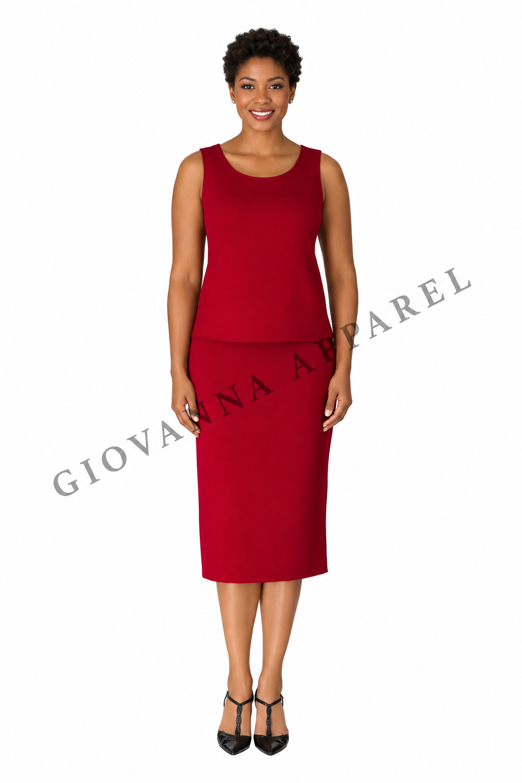 3pc Round Neck Clean Lines Skirt Suit - Plus size