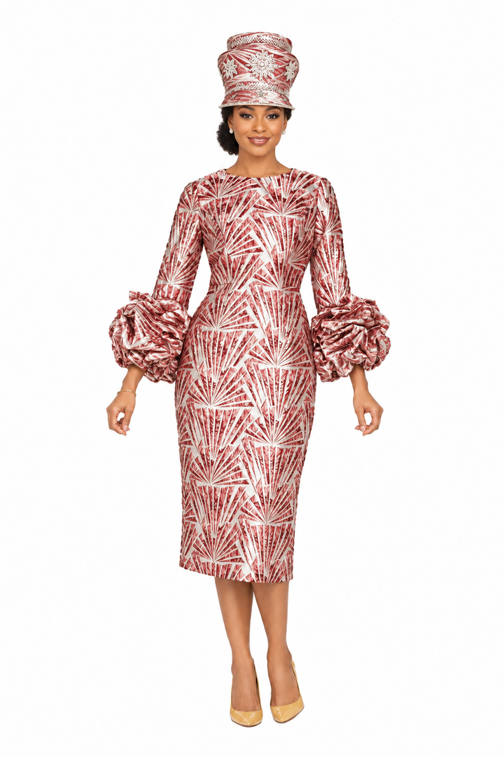 Brocade Shift Drs w/ Exaggerated Balloon Cuffs