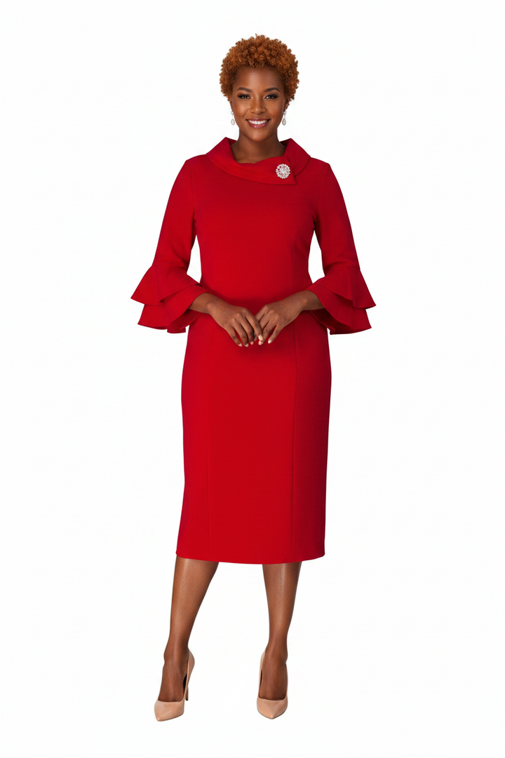 Draped Collar Bell Sleeve Shift Dress