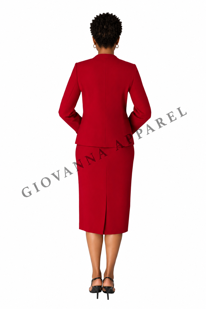 3pc Round Neck Clean Lines Skirt Suit - Plus size
