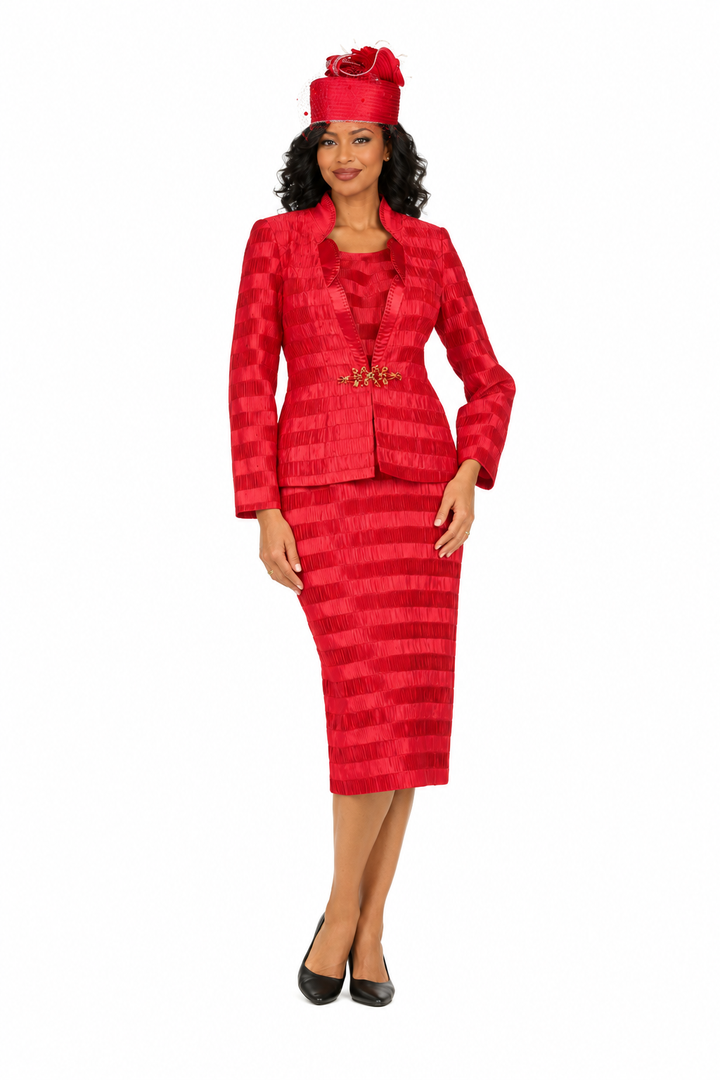 Classic Crinkle Satin 3pc Suit Ensemble-Plus