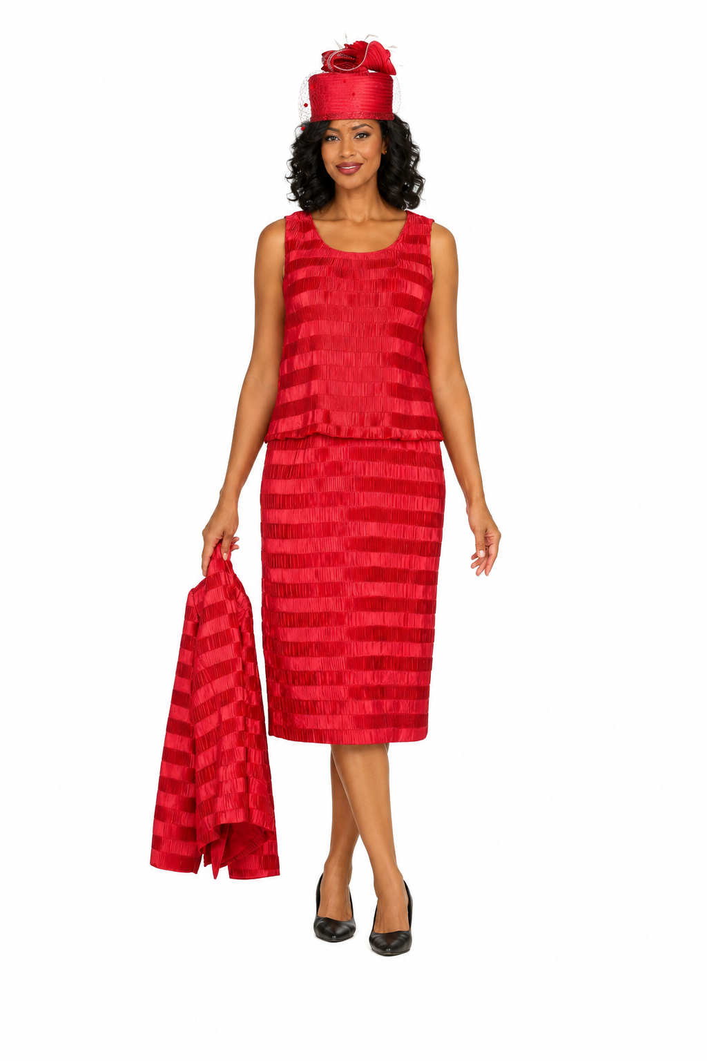 Classic Crinkle Satin 3pc Suit Ensemble-Plus