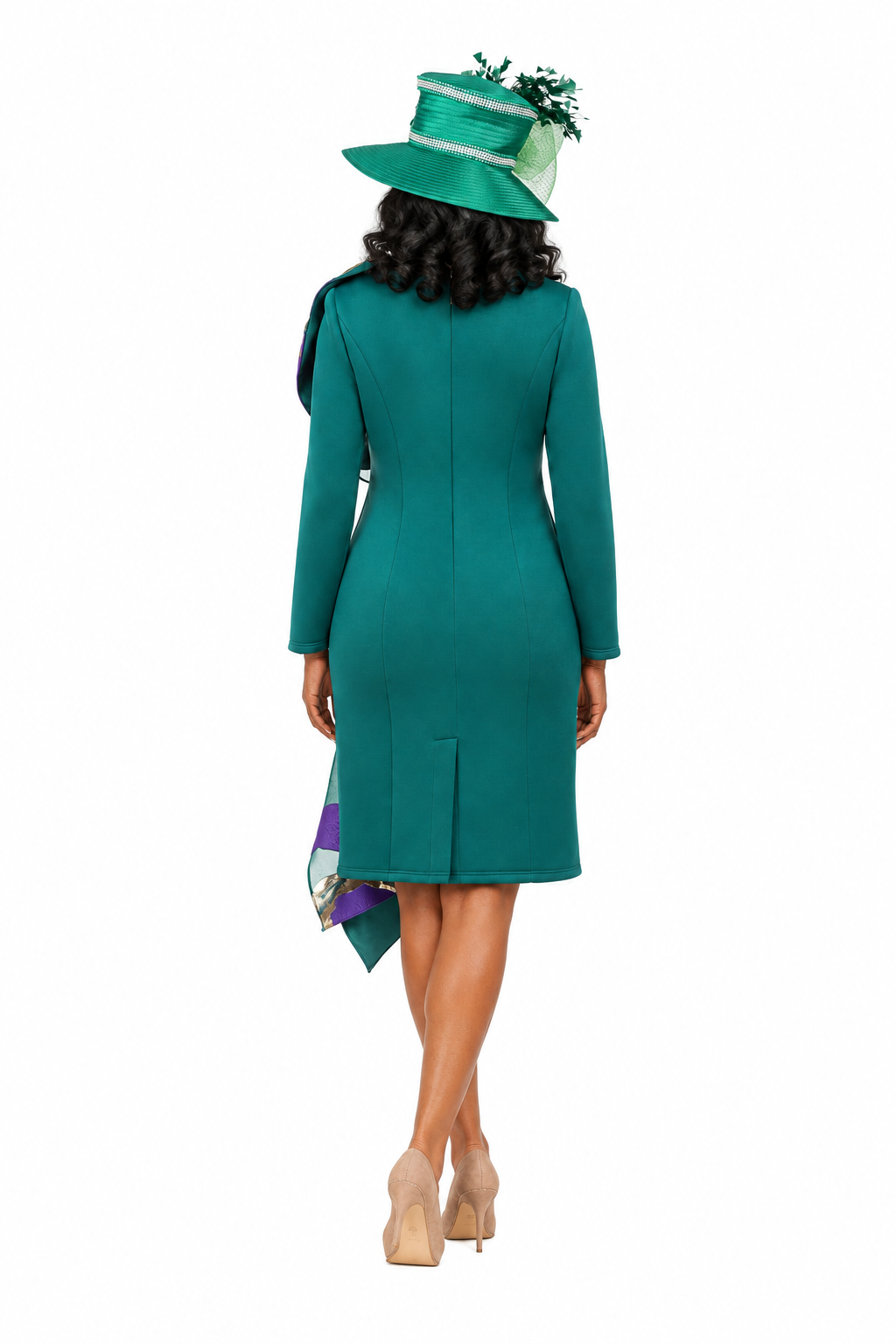Scuba Sheath Dress with Statement Bow & Sash