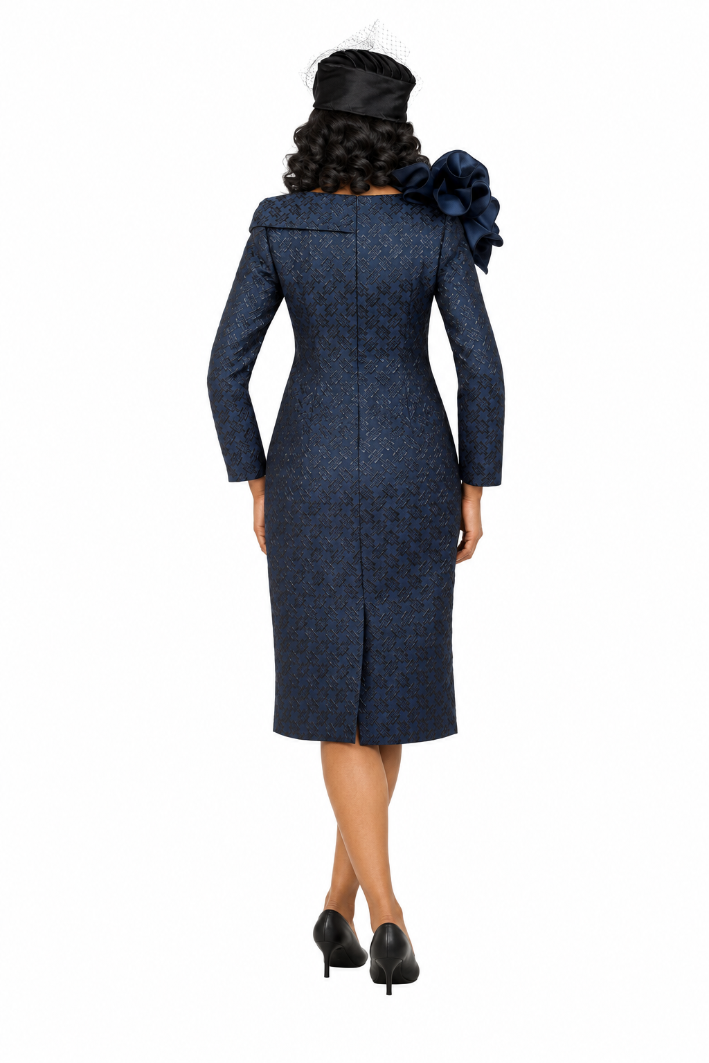 Midnight Bloom Jacquard Dress - Plus Size