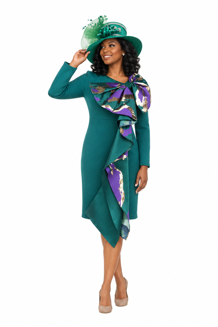 Scuba Sheath Dress with Statement Bow & Sash