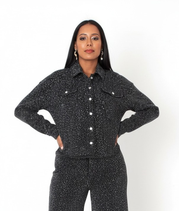 Rhinestone Denim Jacket - 82395