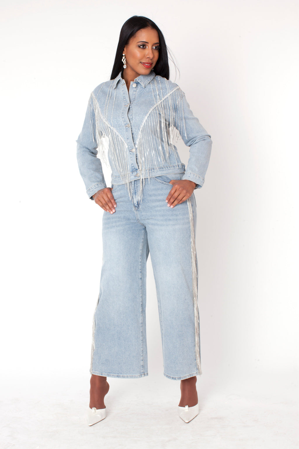 Rhinestone Fringe Jean - 82939