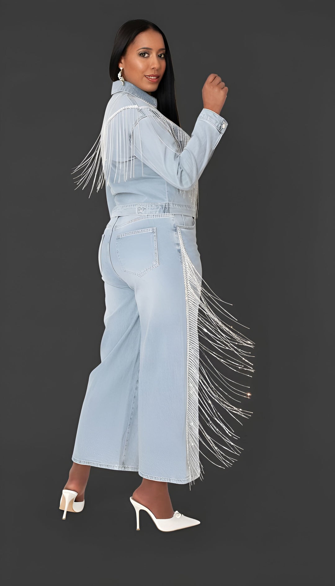 Rhinestone Fringe Jean - 82939