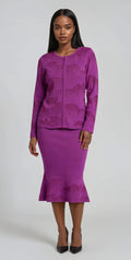 Rhinestone Knit Jacket & Skirt Set - 5397