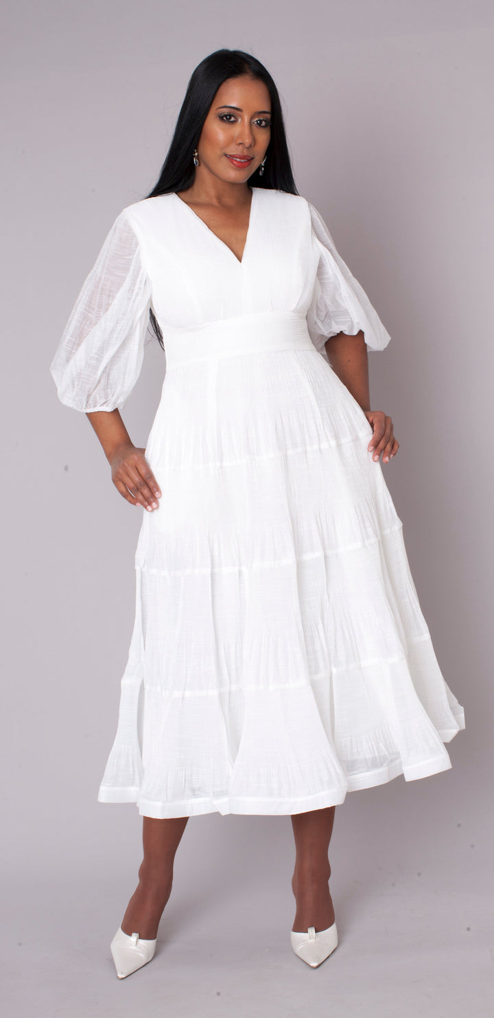 Romantic Tiered Maxi Dress with Balloon Sleeves- 82762