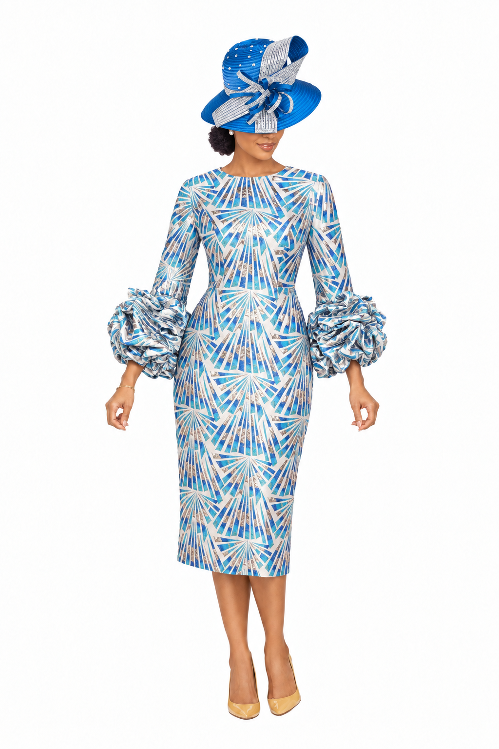 Brocade Shift Drs w/ Exaggerated Balloon Cuffs