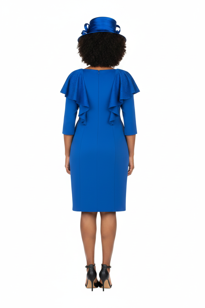Royal Blue Dress with Hat Back
