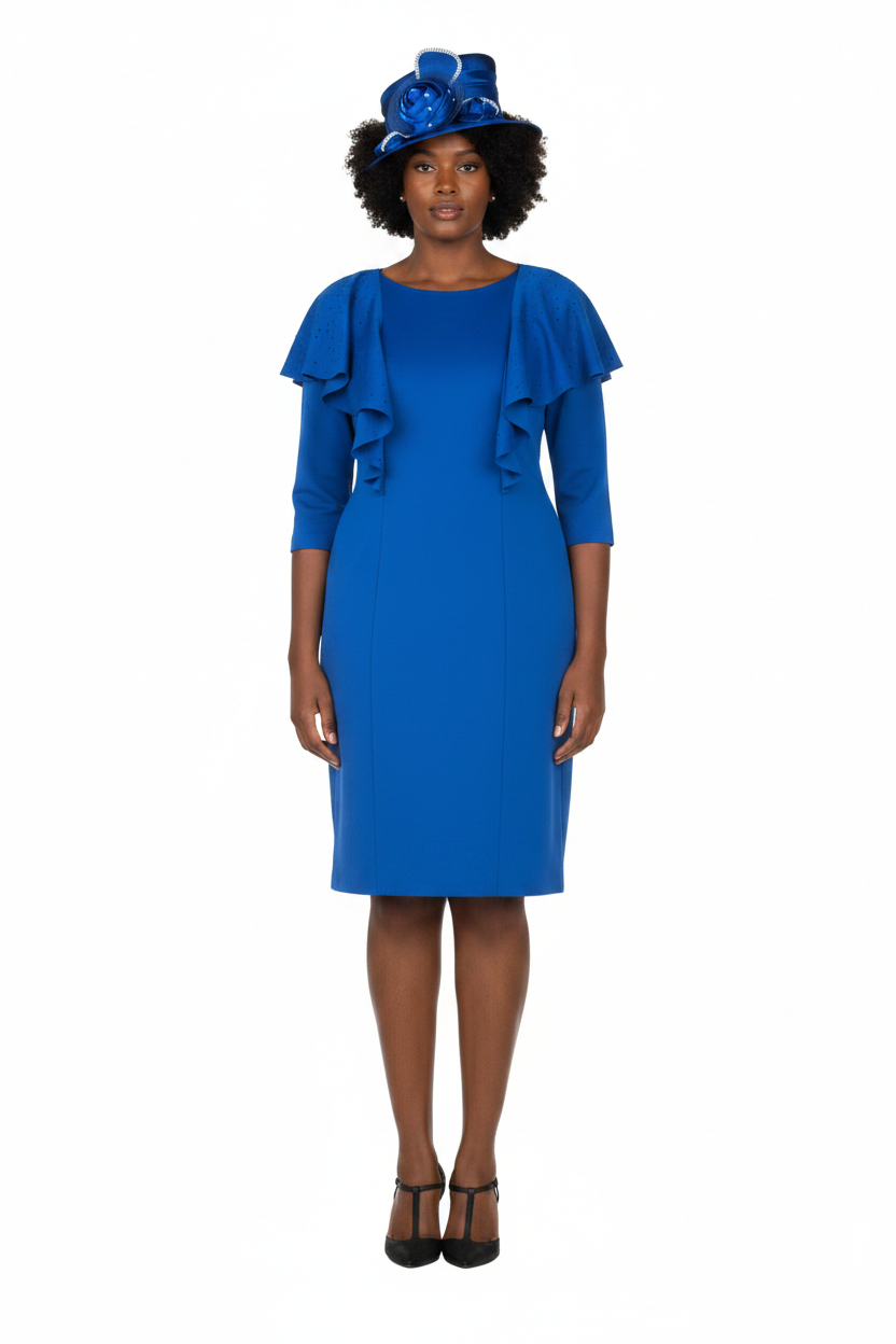 Royal Blue Dress with Hat Front