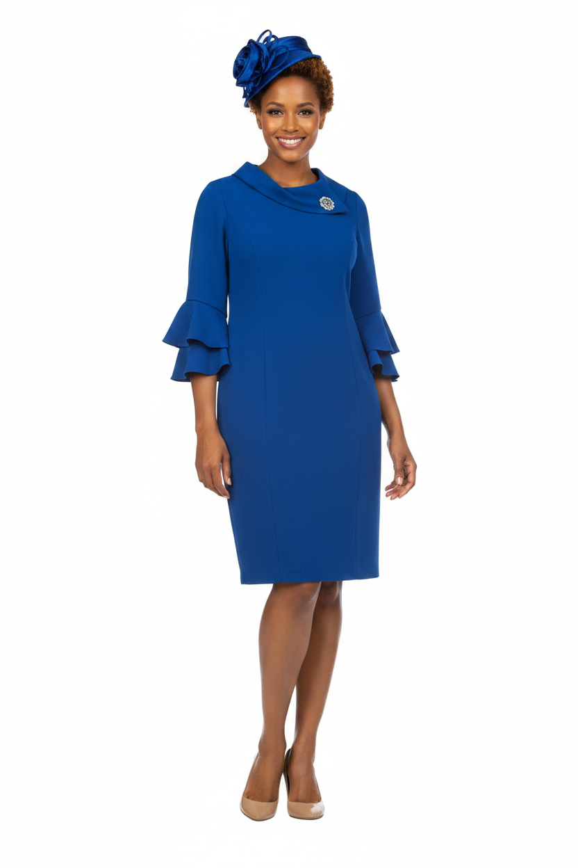 Draped Collar Bell Sleeve Shift Dress