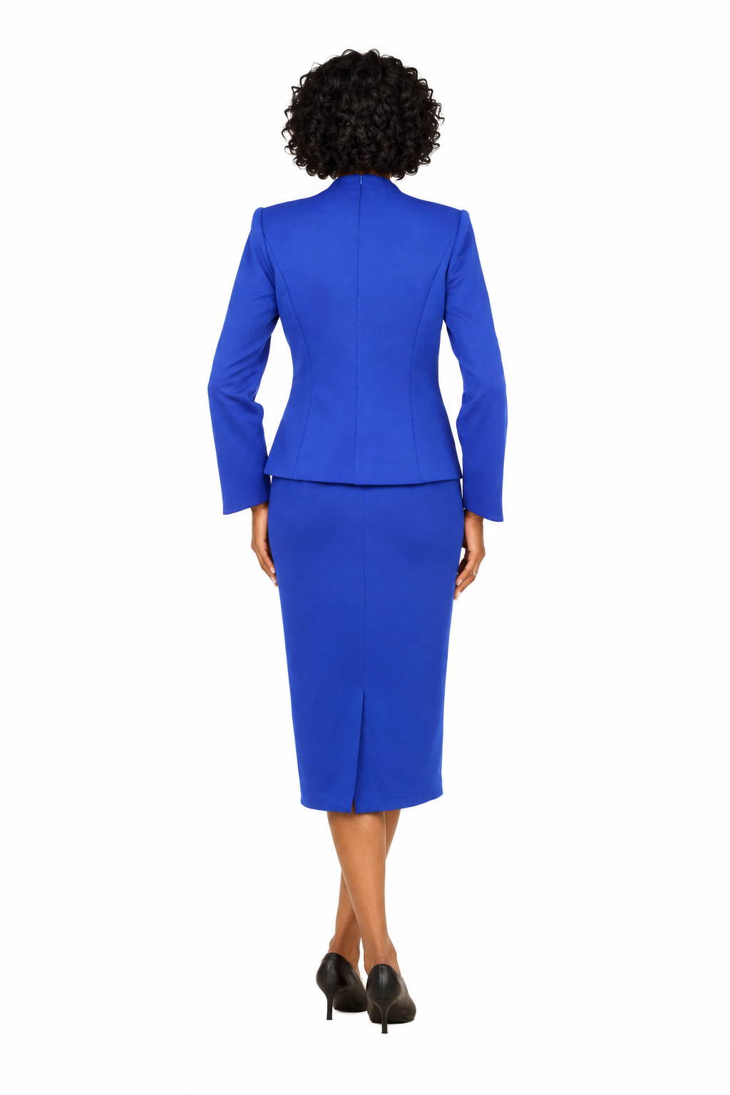2pc Light Scuba Skirt Suit w/ Pleats & Stones