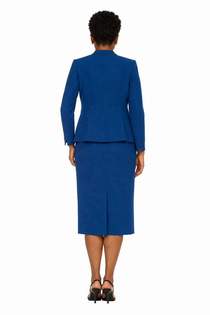 3pc Round Neck Clean Lines Detailed Skirt Suit