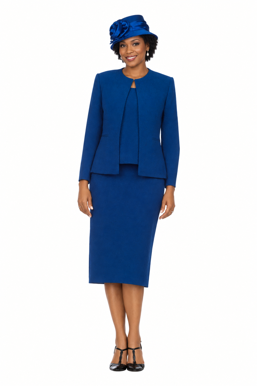 3pc Round Neck Clean Lines Skirt Suit - Plus size