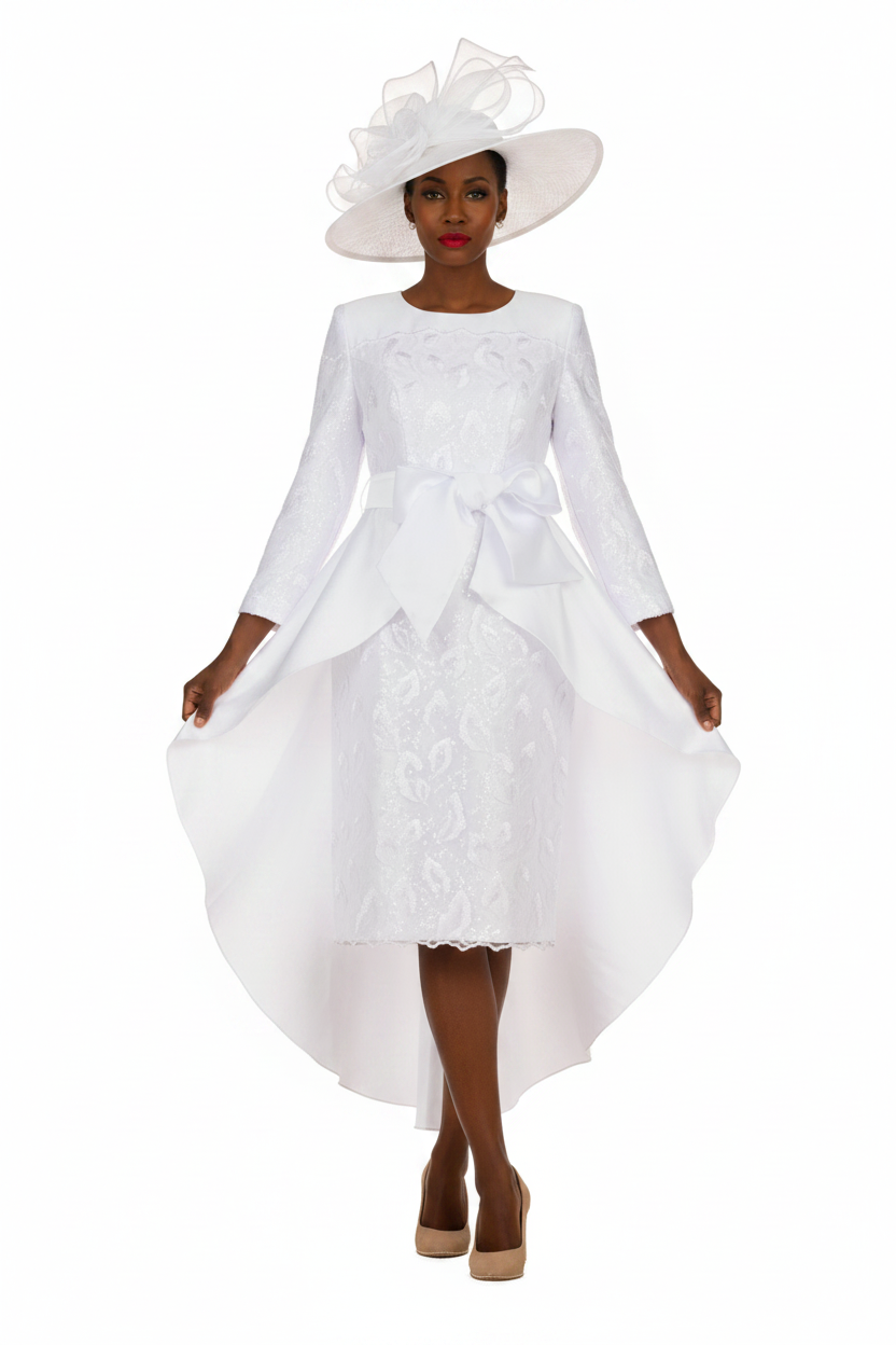 Sequin Lace Hi-Lo Dress - Front