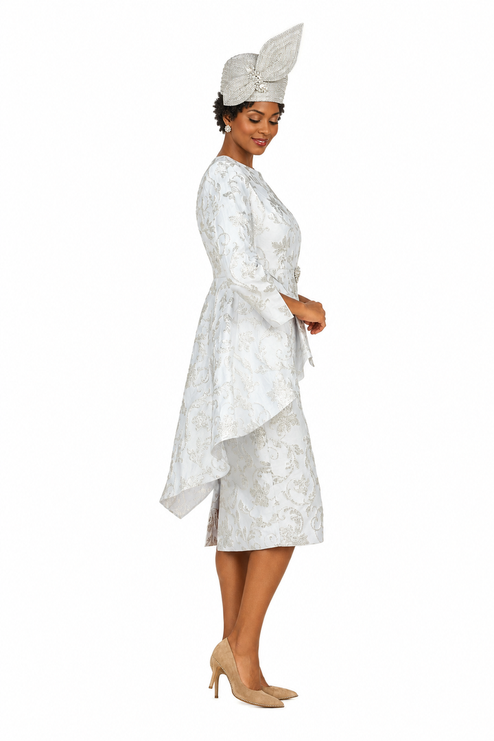 Metallic Brocade 2pc Skt Suit w/ Asymmetrical Jkt