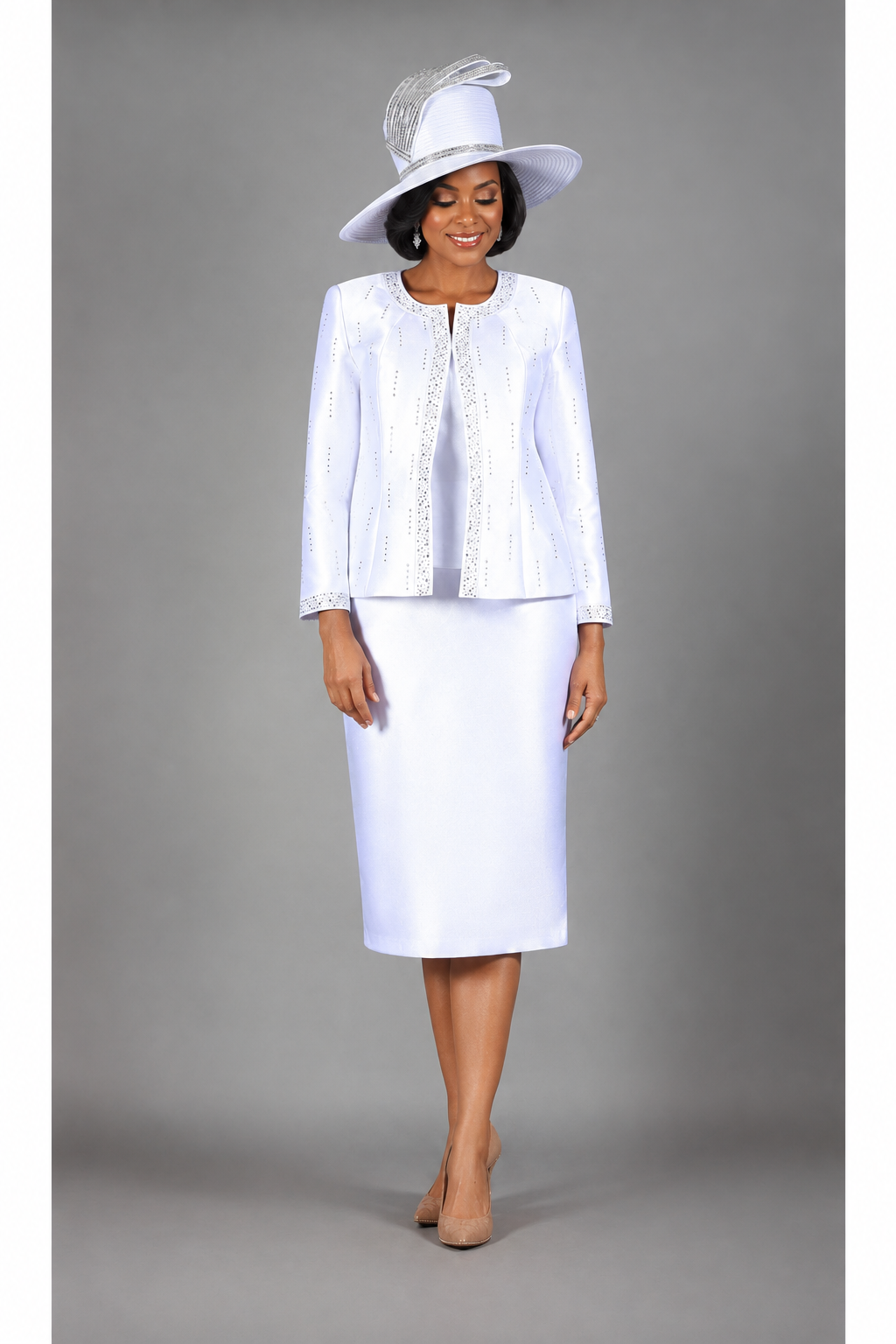 3pc Silky Twill Skt Suit w/ Meteoric Stones-Plus