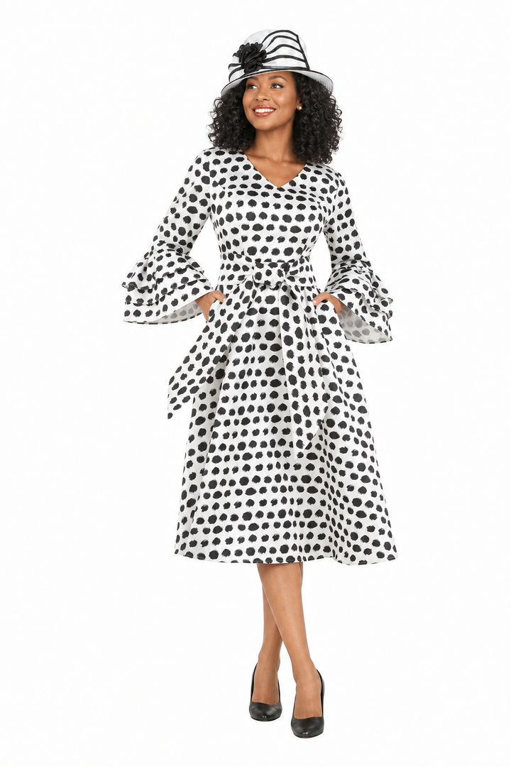 A-line Prt Dress in Silky Twill w/ Belt