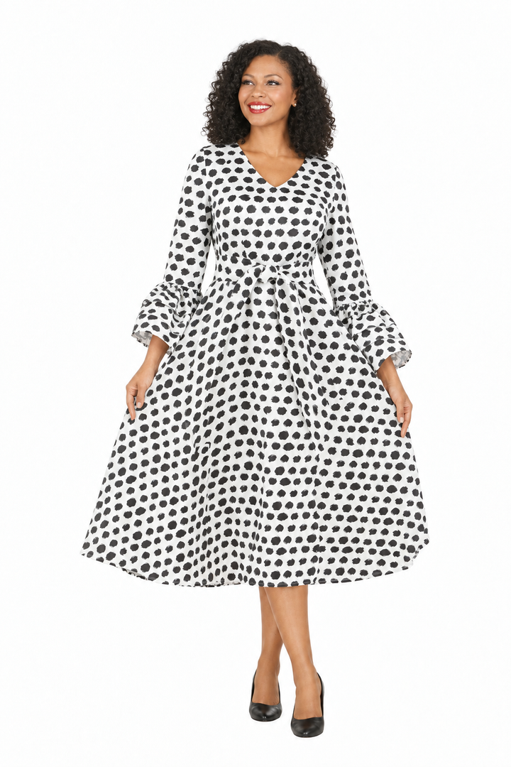 A-line Prt Dress in Silky Twill w/ Belt-Plus