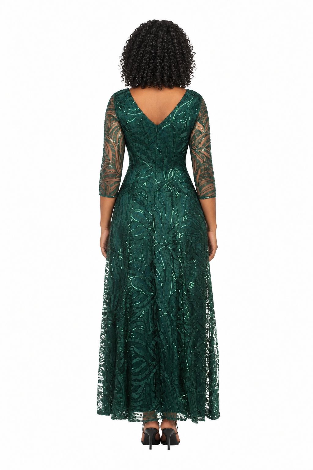 Evening Dress w/ See-thru Sleeves